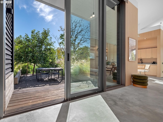 doorway with concrete floors and a healthy amount of sunlight