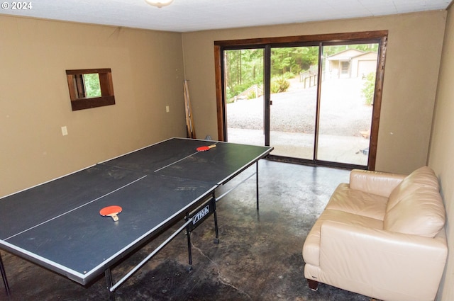 playroom with concrete floors