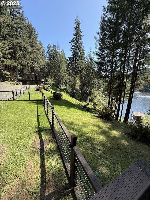 2822 S Tenmile Lk, Lakeside, OR 97449 - view of property's community with fence, a lawn, and a water view