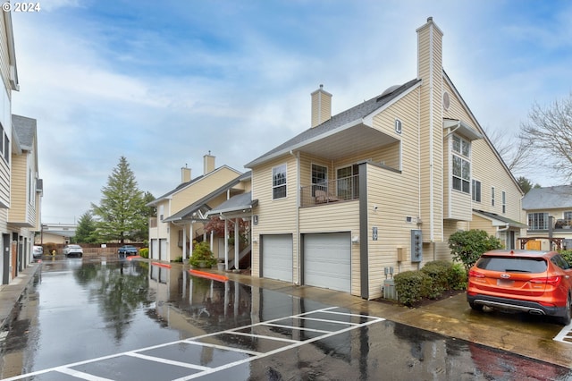 exterior space featuring a garage