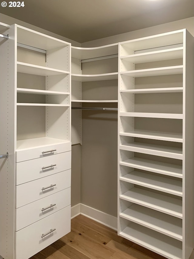 spacious closet with hardwood / wood-style flooring