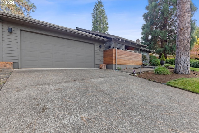 exterior space featuring a garage