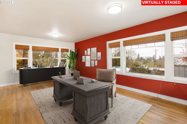 office area featuring hardwood / wood-style floors and a wealth of natural light