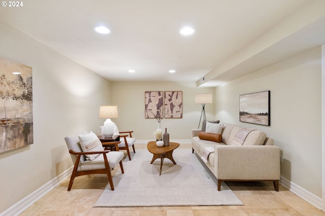 view of tiled living room