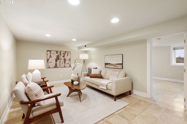 view of tiled living room