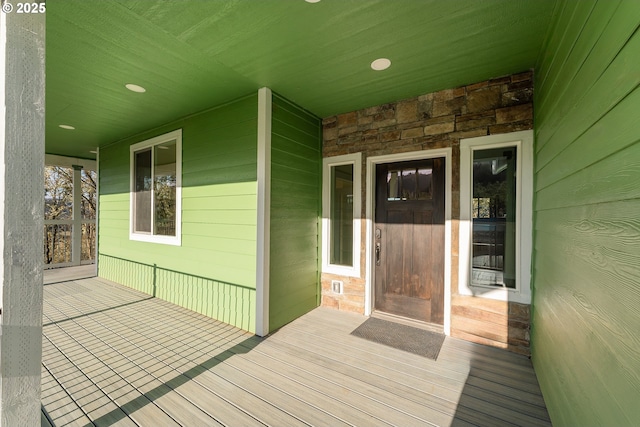 wooden deck with covered porch