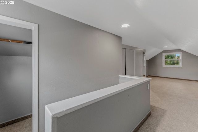 2849 Florida St, Longview, WA 98632 - corridor featuring vaulted ceiling, recessed lighting, and carpet flooring
