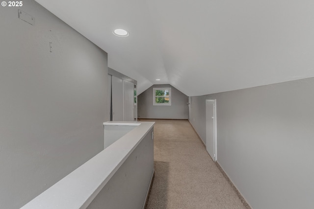 2849 Florida St, Longview, WA 98632 - hallway featuring lofted ceiling, light carpet, and recessed lighting
