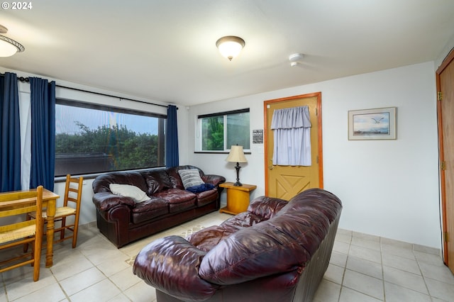 view of tiled living room