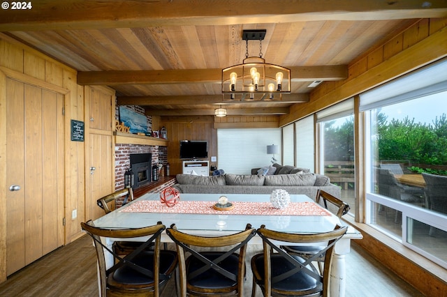 carpeted bedroom featuring wood ceiling