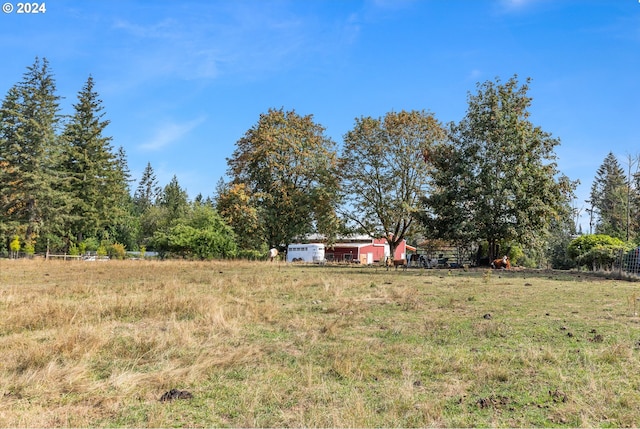 view of yard with a rural view