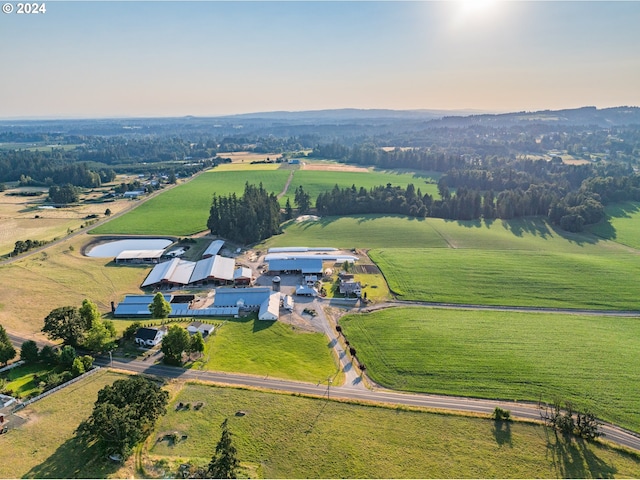 aerial view at dusk with a rural view