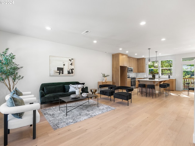 living room featuring light hardwood / wood-style floors