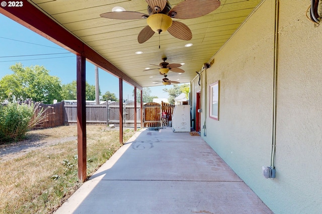 view of patio with ceiling fan