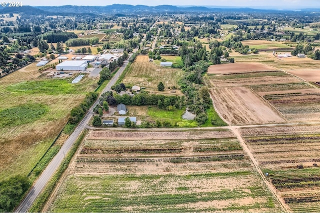 birds eye view of property featuring a rural view and a mountain view