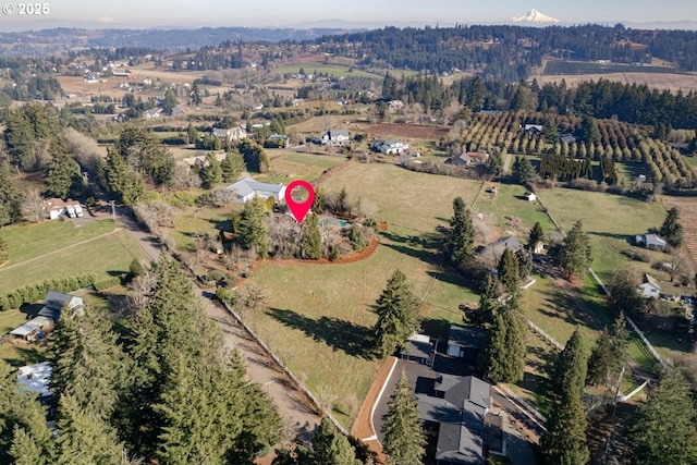 drone / aerial view with a rural view