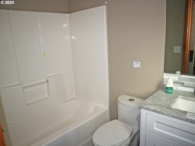 full bathroom featuring vanity, toilet, and shower / bathing tub combination