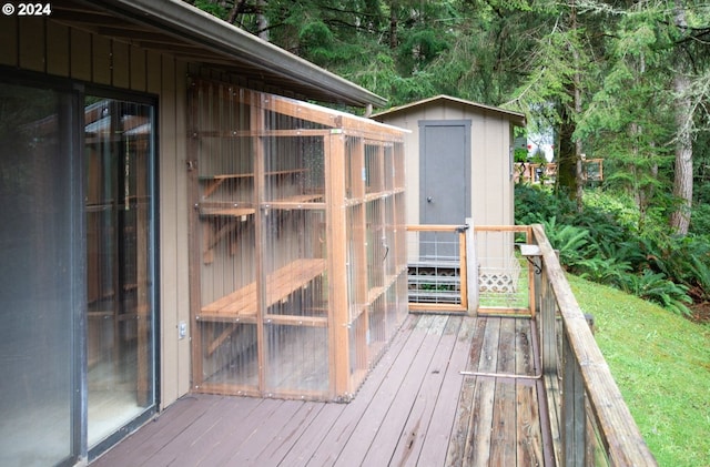 deck with a storage unit