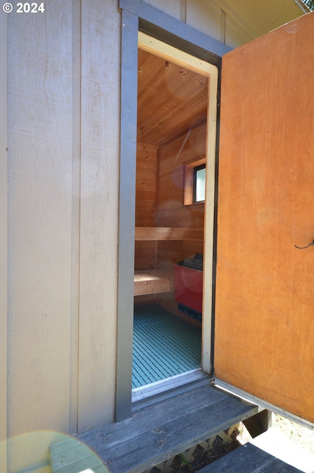 view of sauna / steam room featuring wood-type flooring