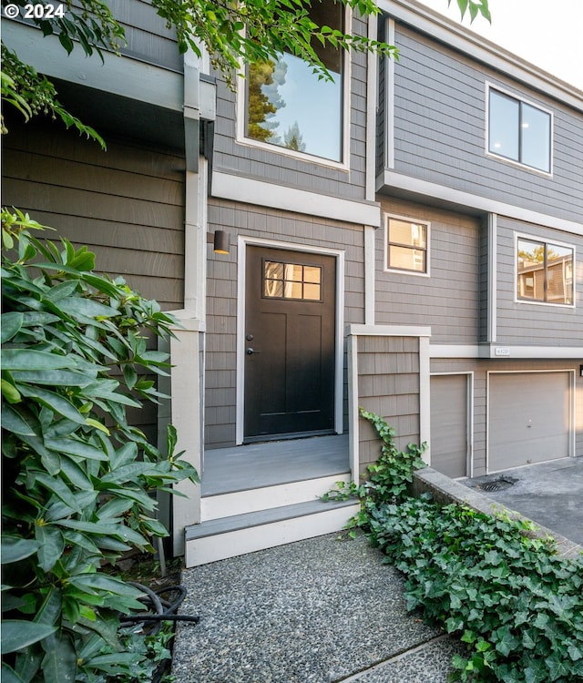 entrance to property with a garage