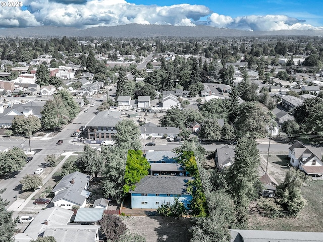 birds eye view of property featuring a mountain view