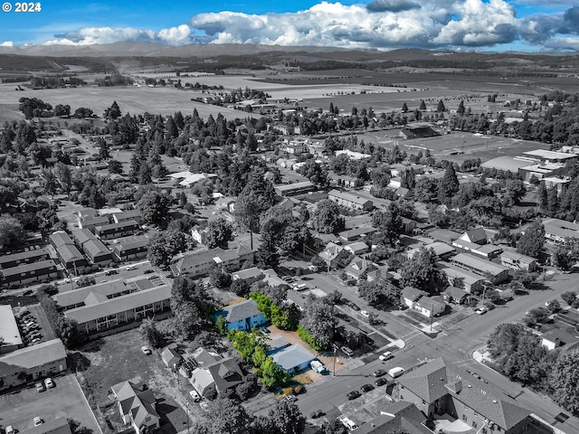 aerial view with a mountain view