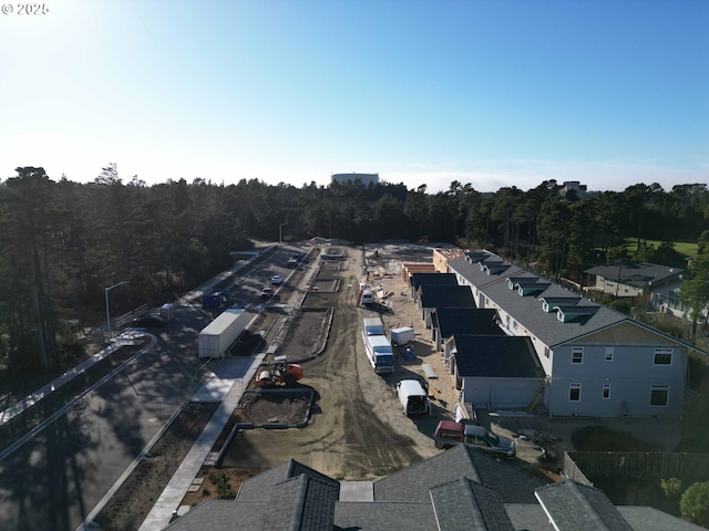 bird's eye view featuring a view of trees