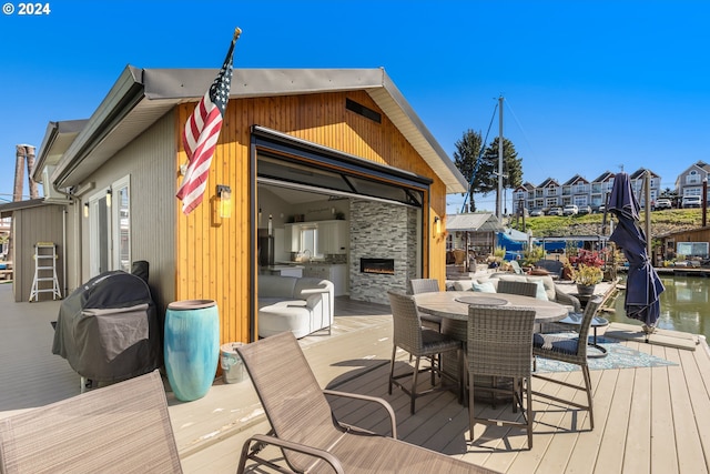 535 NE Bridgeton Rd Unit 7, Portland, OR 97211 - wooden deck with outdoor dining space