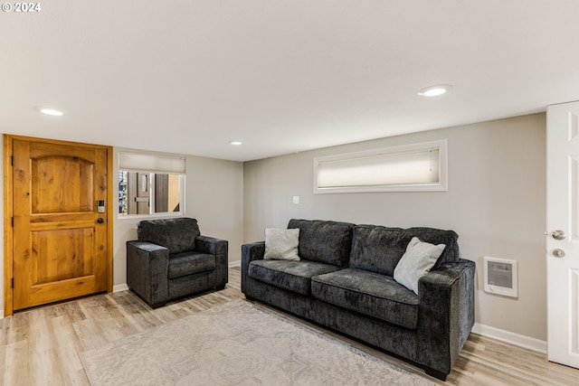 living room featuring light hardwood / wood-style floors and a wealth of natural light