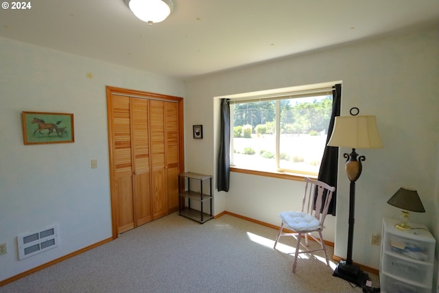 sitting room with light carpet