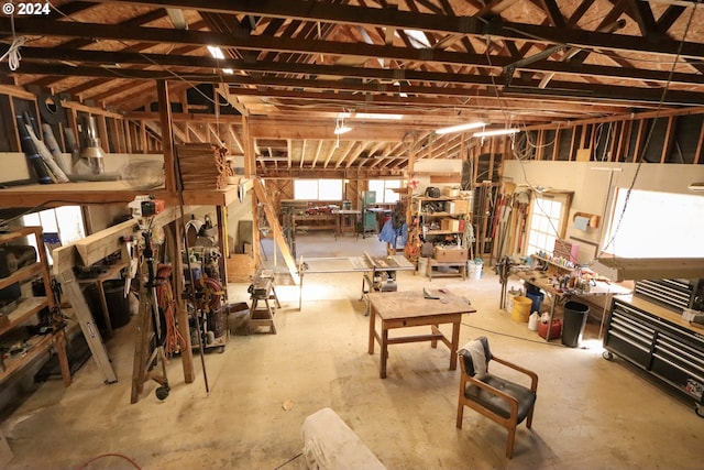 misc room with vaulted ceiling