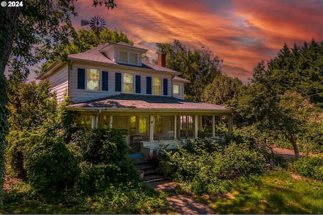 view of front of house with covered porch