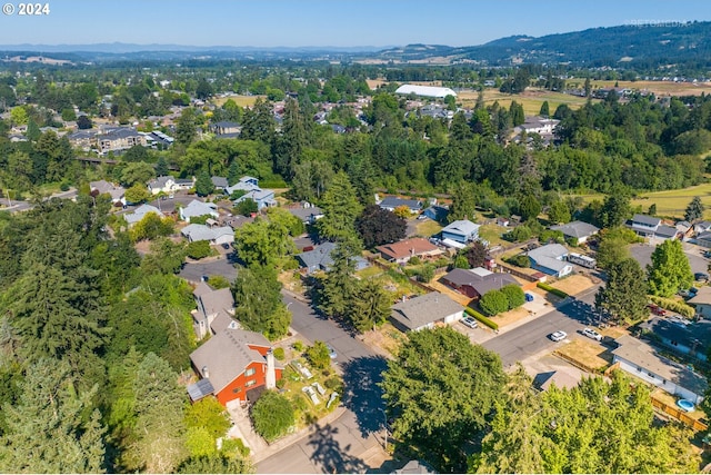 birds eye view of property with a mountain view