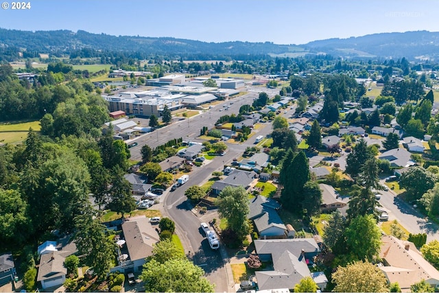 aerial view with a mountain view