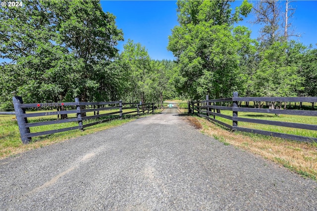 view of road with a rural view