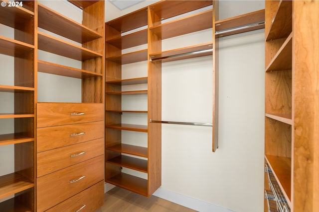 walk in closet featuring light hardwood / wood-style floors