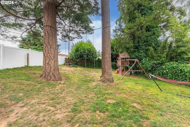 view of yard with a playground