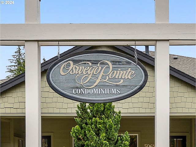 view of community sign