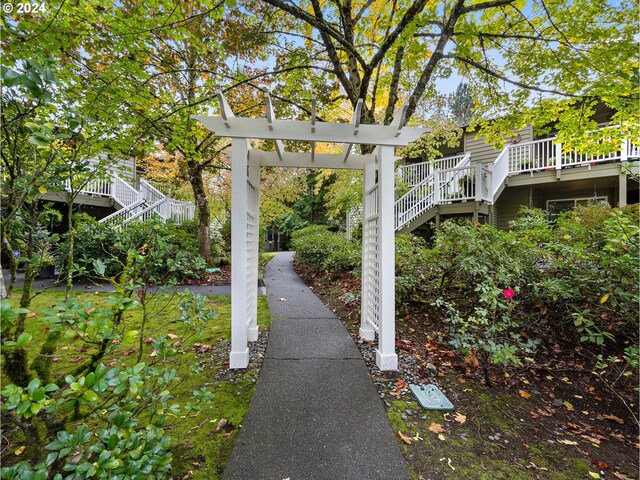 view of yard featuring a wooden deck