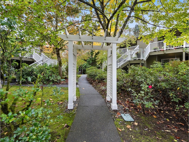 view of property's community featuring stairway