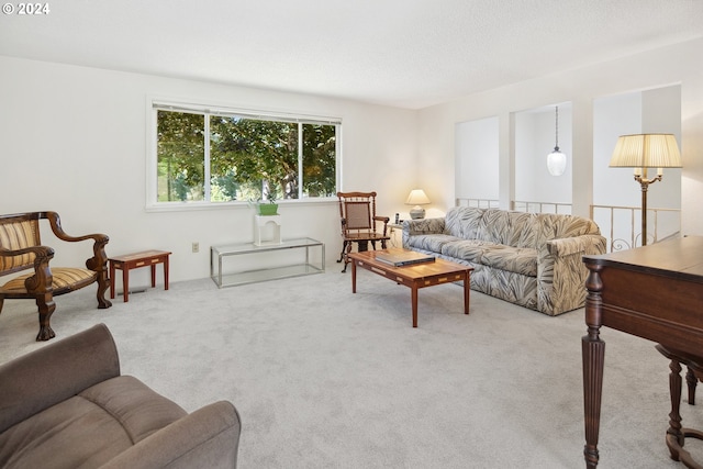 living room with light carpet