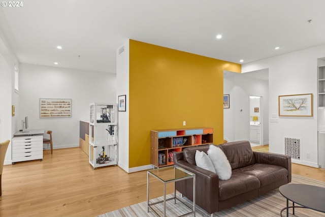 living room with light wood-type flooring