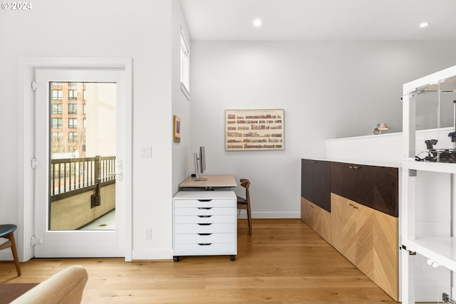 interior space with light hardwood / wood-style flooring