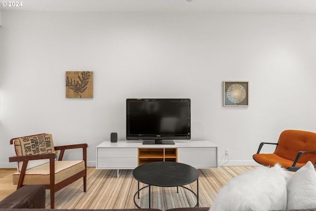 living room featuring light wood-type flooring