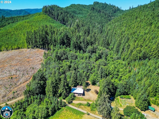 bird's eye view with a mountain view