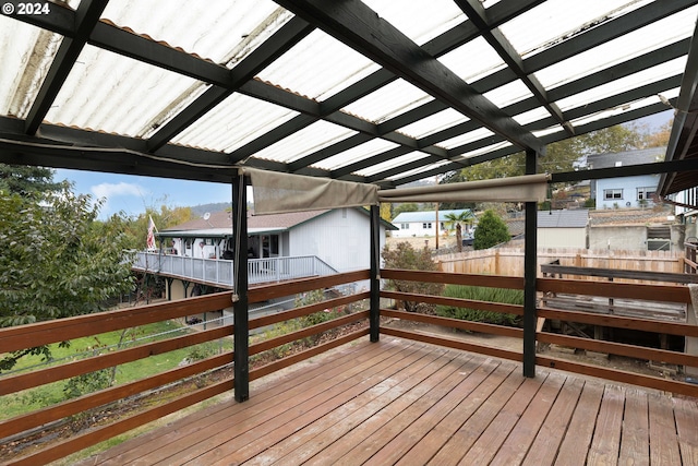 wooden terrace featuring a pergola