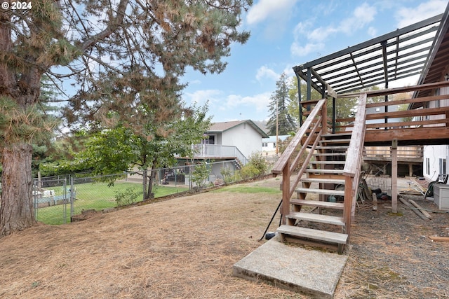 view of yard featuring a deck