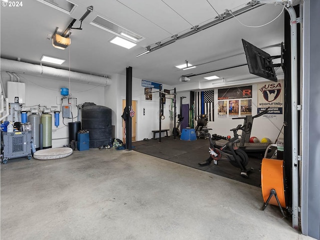 garage with a garage door opener