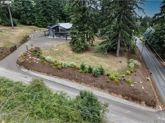 view of yard featuring a garage