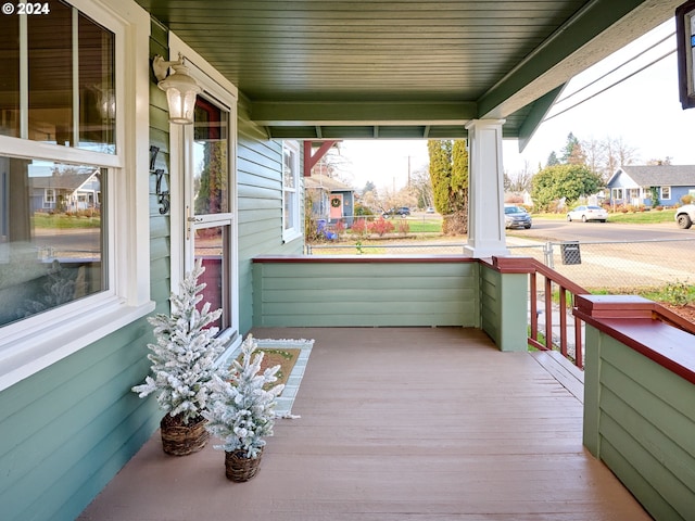 deck with covered porch